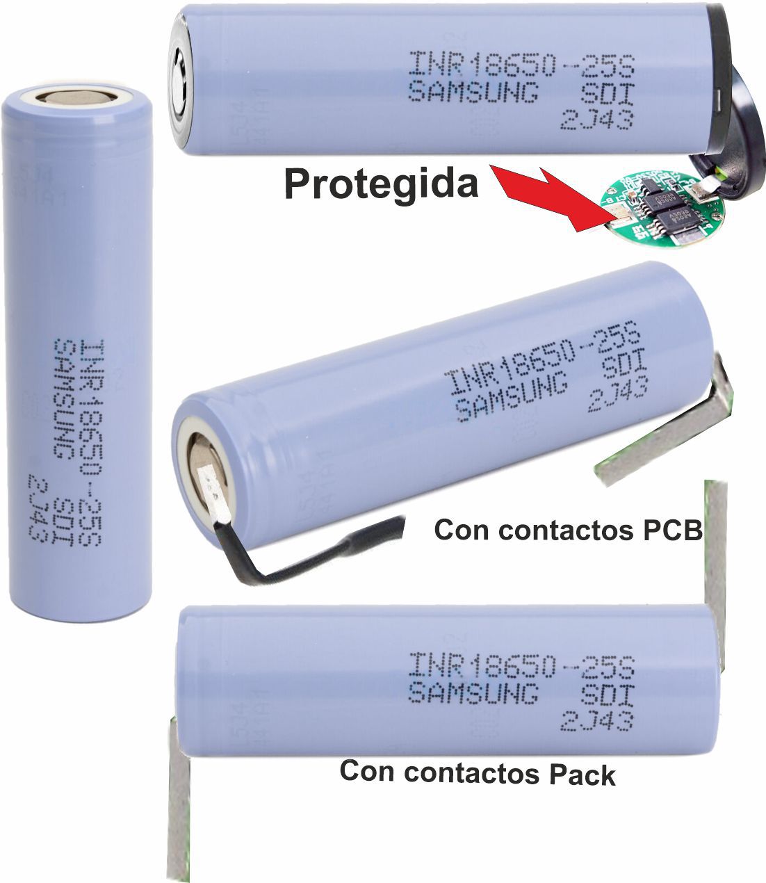 Bateria Litio Samsung INR18650-25S 2500mAh